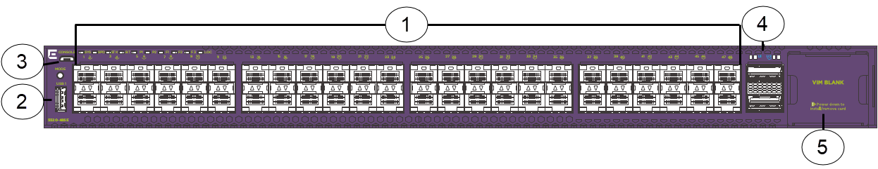 5520-48SE, 5520-48SE-BASE, and 5520-48SE-ACDC Front Panel