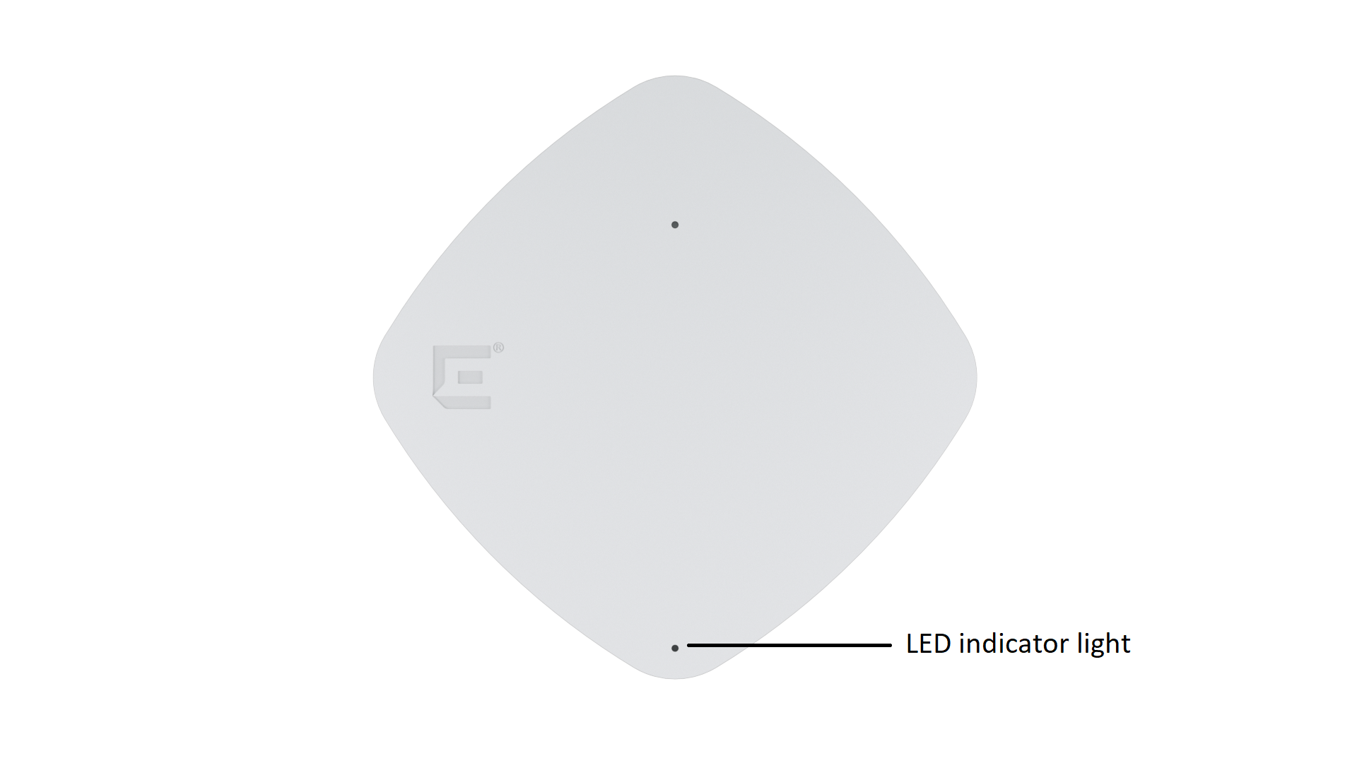 The AP3000 LED is located on the top of the access point, near the Extreme logo.