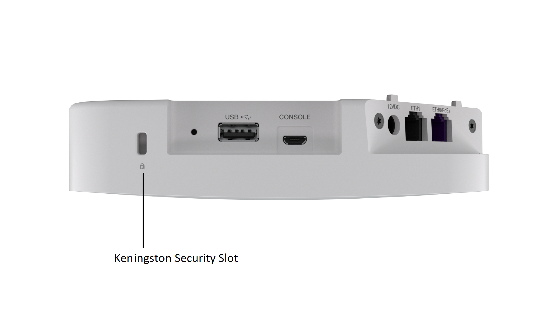 Kensington security slot is used to secure the access point. It is located on the side of the access point.