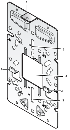 Stainless-steel wall plate bracket highlighting the various installation components.