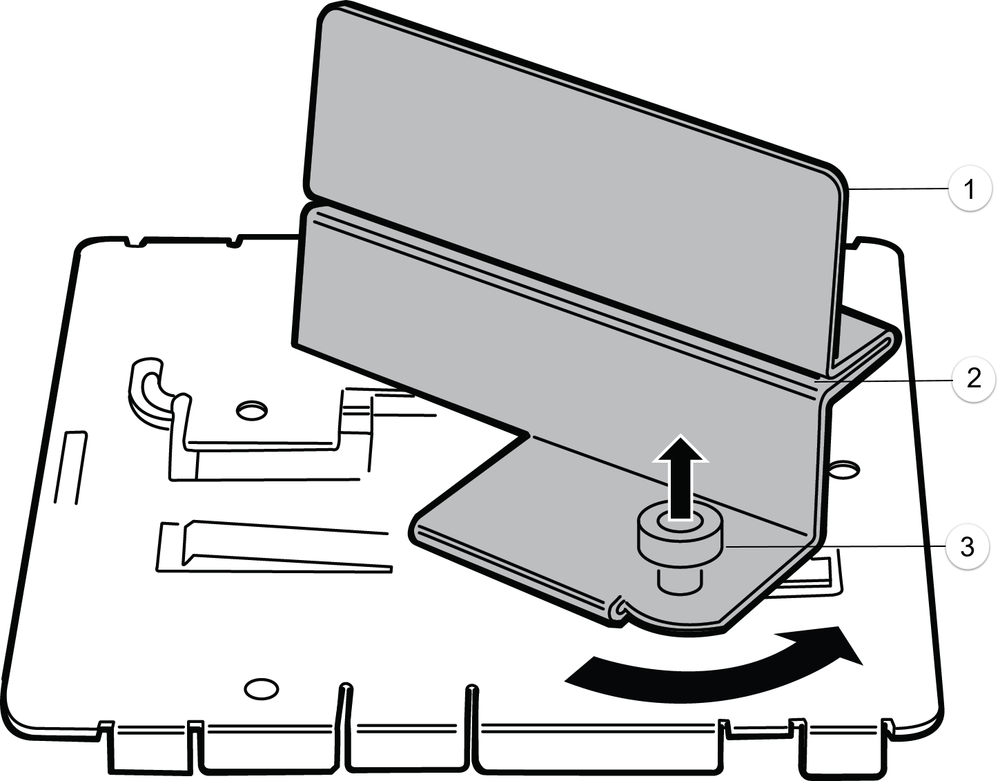 Image of the KT-135628-01 adapter being attached to the stainless-steel mounting bracket