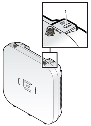 Image of the Kensington lock slot on the access point. The lock is an anti-theft lock slot to which a cable can be attached to keep the access point secure.