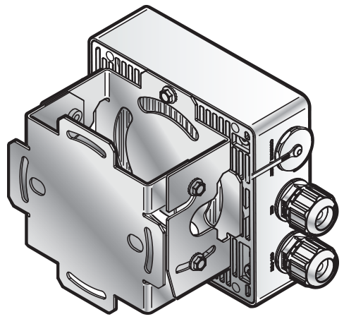 Image of the AP360i access point with KT-147407-02 flat part and 1-axis tilt part, attached to the back of the access point