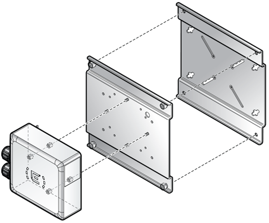 Image of the AP360i access point being attached to the access point assembly plate and the vehicle attach assembly plate.