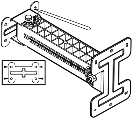 Image of the MBO-ART02 bracket with markings for wall attachment holes