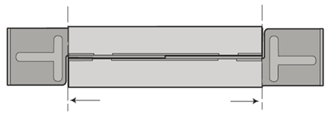 Two long metal brackets attached to form a single bracket for 15/16 inches protruded ceiling tile attachment.