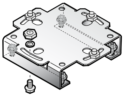 Metal square bracket with screws and bolts