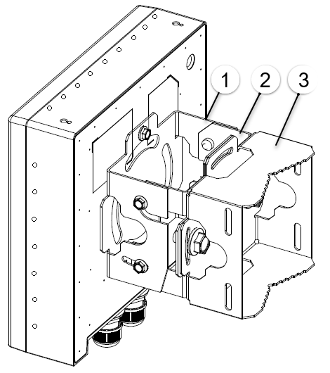 Access point with two metal brackets and the pole part to attach to the pole