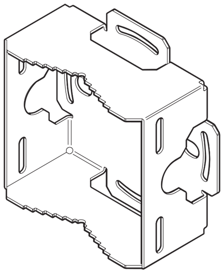 Image of the pole part of the KT-147407-02 bracket. The pole part is a square box metal bracket with step ridges on the top and bottom sides of the bracket.