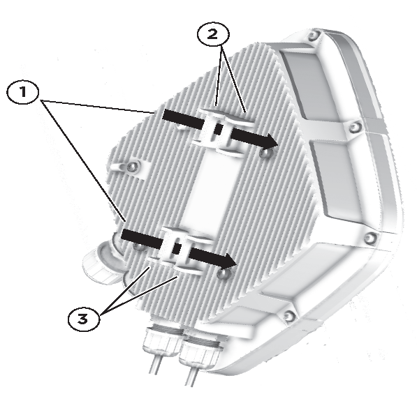 Image of the pole clamp insert slots in the back of the access point.