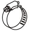 Stainless-steel pole clamp. The clamp is circular in shape and has a screw nut where it joins.