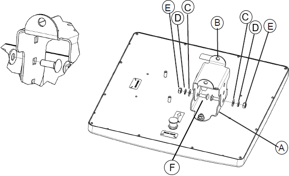 Image of the antenna with antenna bracket attachment and elevation attachment bracket