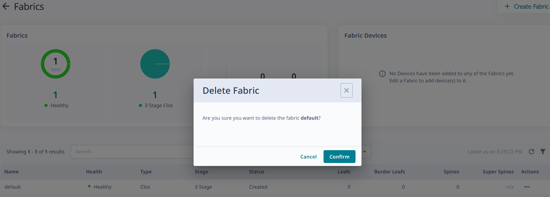 Delete fabric from the fabrics page