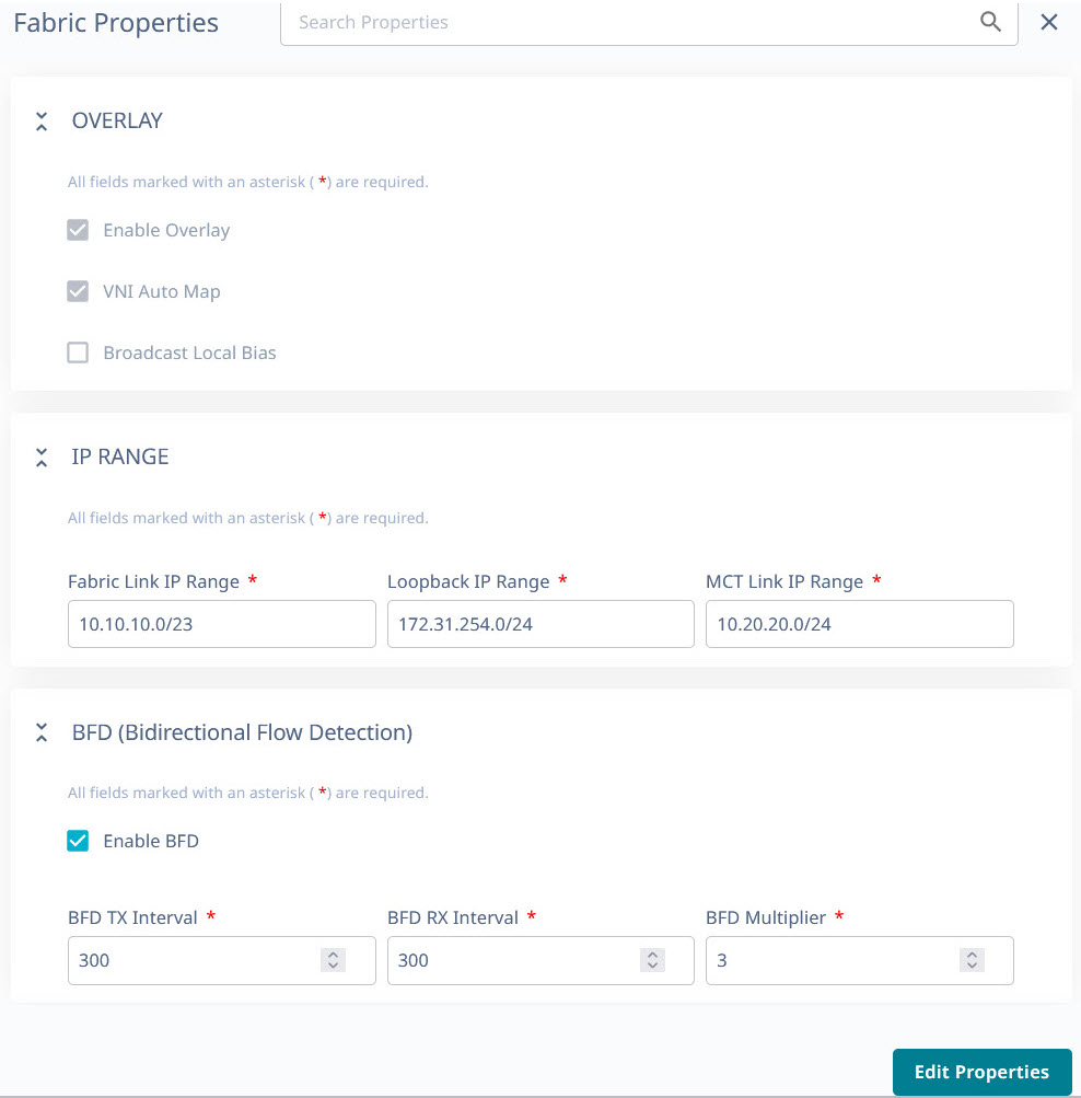 Fabric Topology Edit Settings Page