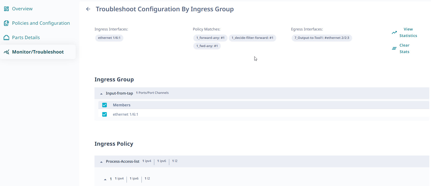 Expandable lists of policies in the service chain