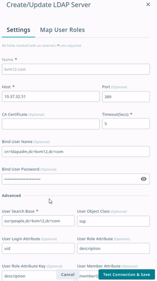 Create or update LDAP server window