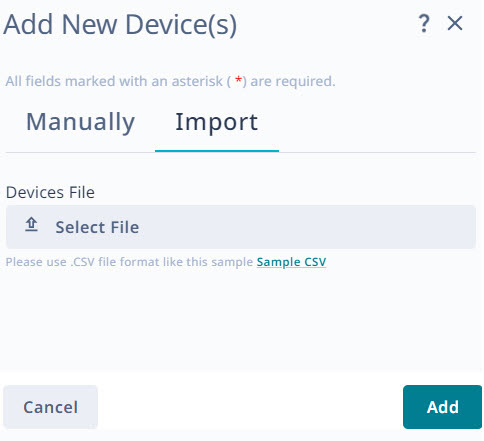 Import devices using a .csv file