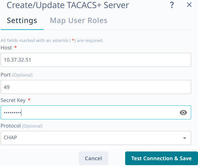 Create or update TACACS+ server