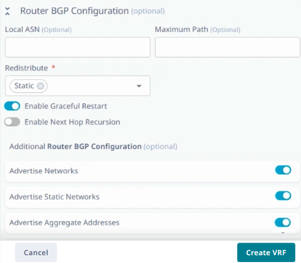 router bgp configuration section